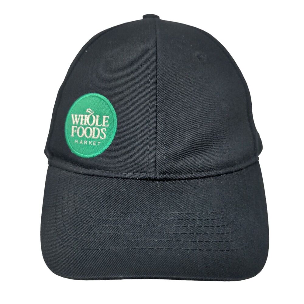 Whole Foods Market Strapback Hat Black OSFM Adjustable Vented Holes Loomstate